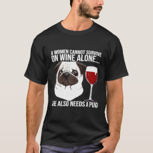 Camiseta As Mulheres Pug Wine Lover Para Ela