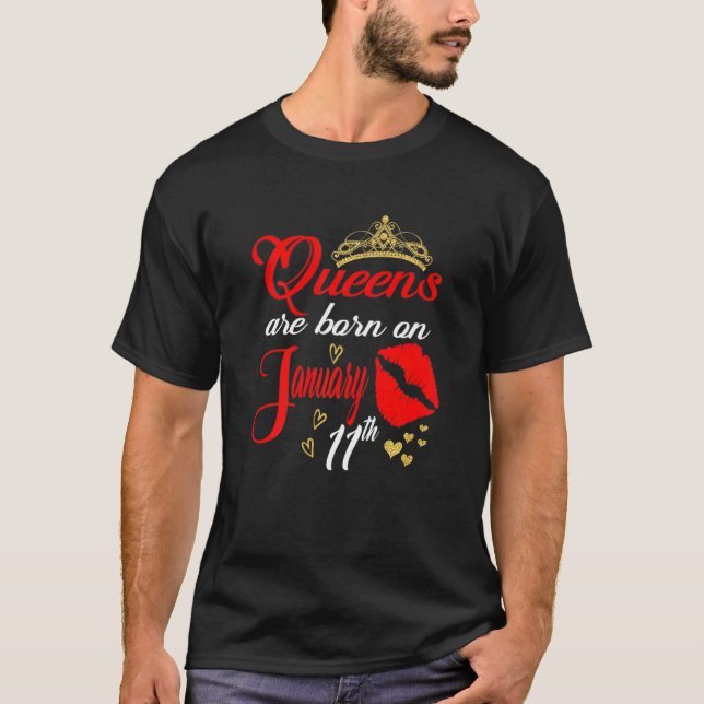 Camiseta As Mulheres Queens São Nasceres Em 11 De Janeiro C (Frente)