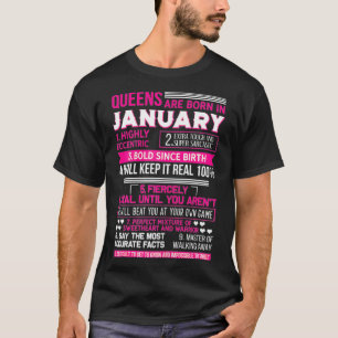 Camiseta As mulheres rainhas nasceres em janeiro são engraç