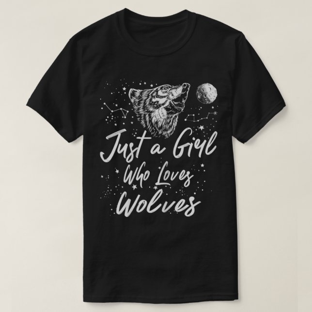 Camiseta As mulheres são apenas uma garota que ama os lobos (Frente do Design)