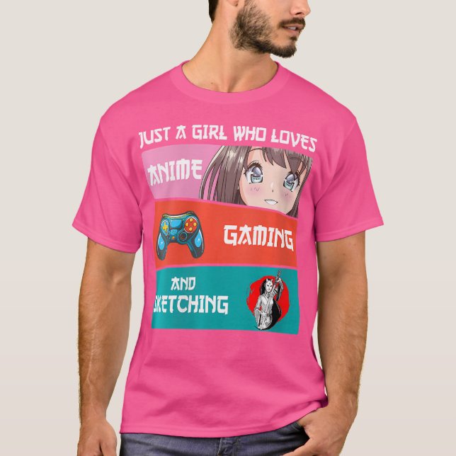 Camiseta As Mulheres Só Adoram Jogo De Anime E Sket (Frente)