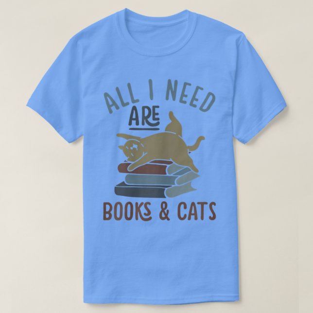 Camiseta As mulheres só precisam de livros e gatos engraçad (Frente do Design)