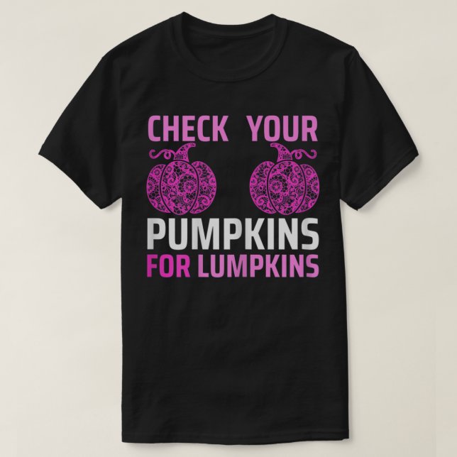 Camiseta As Mulheres Verificam Os Pumpkins Para Os Pumpkins (Frente do Design)