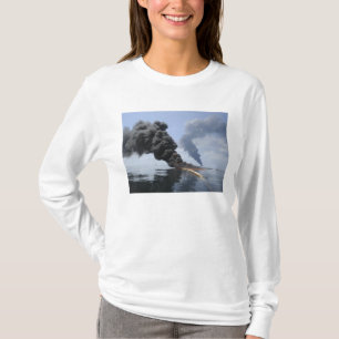 Camiseta As nuvens de fumo escuras e de fogo emergem 3