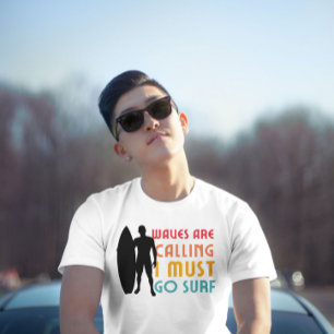 Camiseta As ondas chamam de gráfico de vintagem de verão en