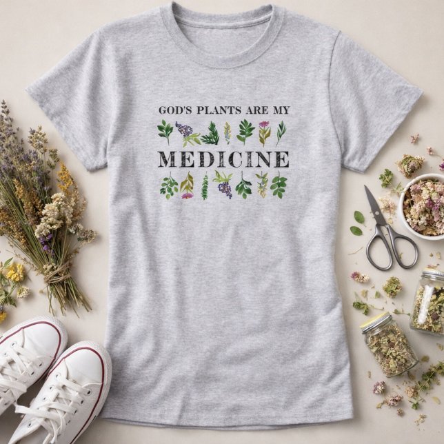 Camiseta As Plantas de Deus São Meus Remédios Ervas Saúde N (God's Plants are My Medicine Quote Herbs Shirt)
