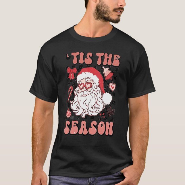 Camiseta As Portas De Natal Tis' A Época Retro Holiday Sa (Frente)