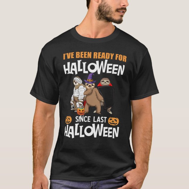 Camiseta as preguiças que estou pronto para o halloween des (Frente)