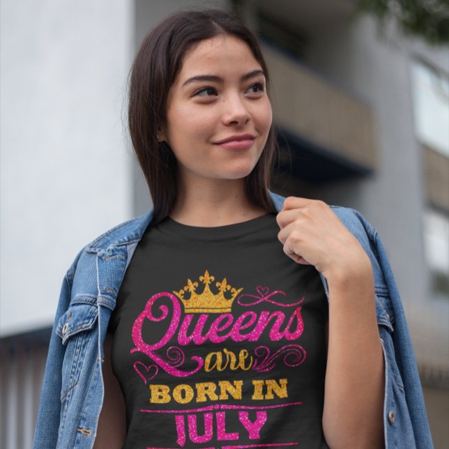 Camiseta As rainhas estão Nasceres em julho Faux Glitter Bi (Criador carregado)
