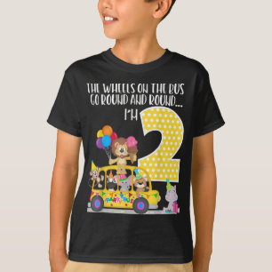 Camiseta As Rodas No segundo aniversário De Ônibus De 2 Ano