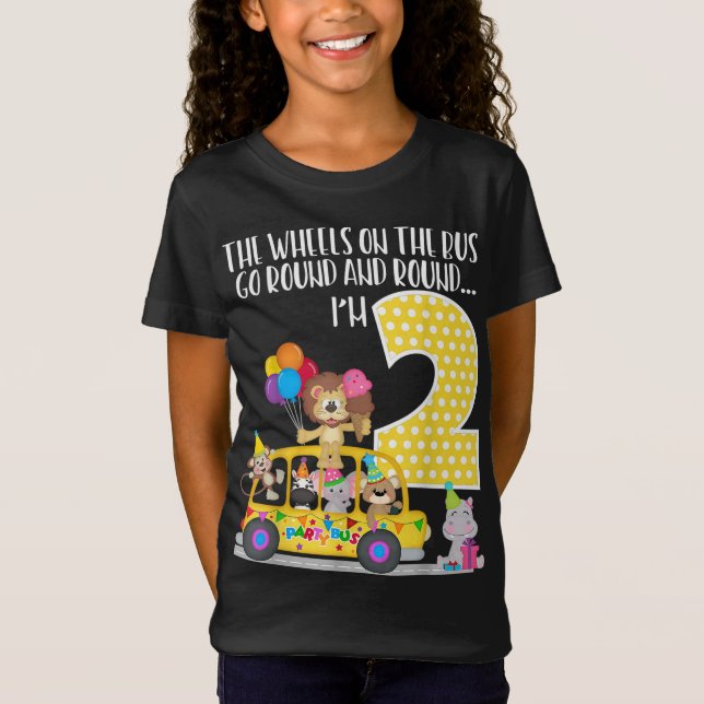 Camiseta As Rodas No segundo aniversário De Ônibus De 2 Ano (Frente)
