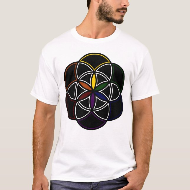 Camiseta As seis Pétalas Infinitas da Semente da Vida (Frente)