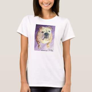 Camiseta As senhoras brancas do retrato do óleo do buldogue