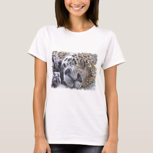 Camiseta As senhoras da imagem do leopardo couberam o (Frente)