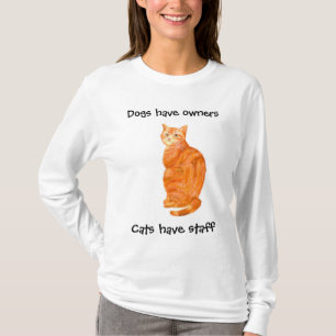 Camiseta As senhoras do gato do gengibre Longo-sleeved o