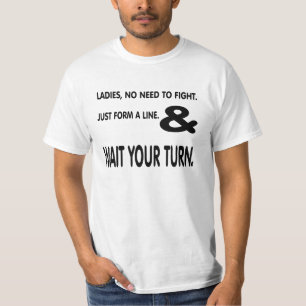 Camiseta As senhoras formam uma linha e uma espera