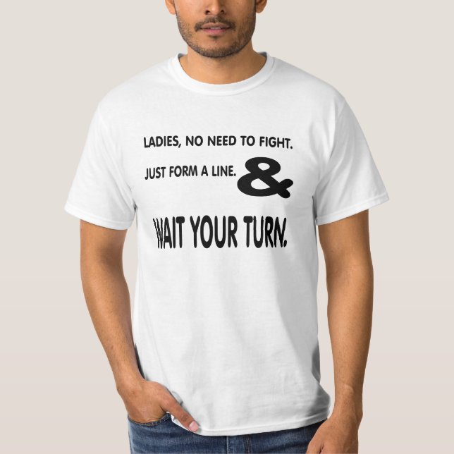 Camiseta As senhoras formam uma linha e uma espera (Frente)