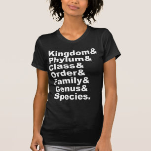 Camiseta As sete categorias de taxonomia biológica