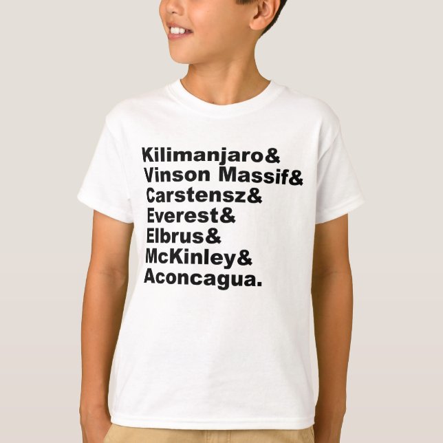 Camiseta As Sete Montanhas Mais Altas de Cada Continente (Frente)
