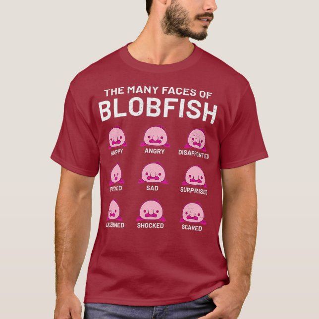 Camiseta As Várias Facas De Blobfish Majestoso Blob (Frente)