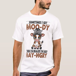 Camiseta Às vezes eu fico com moo-disposiçao vaca com fome-