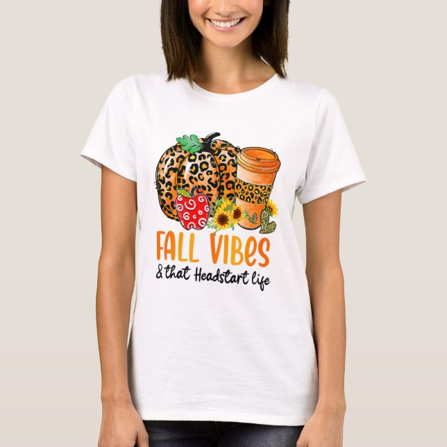 Camiseta As Vibes De Queda E A Pumpkin De Início De Cabeça  (Frente)