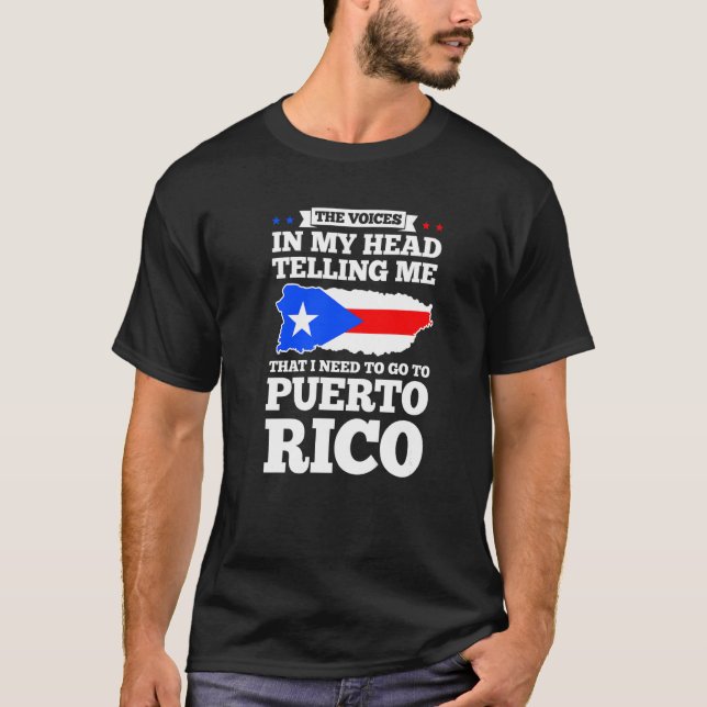 Camiseta As vozes na minha cabeça dizendo a Puerto rico Pue (Frente)