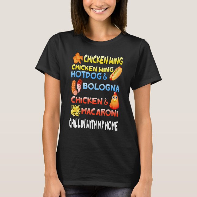 Camiseta Asa De Frango Asa De Frango Cachorro-Quente E Bolo (Frente)