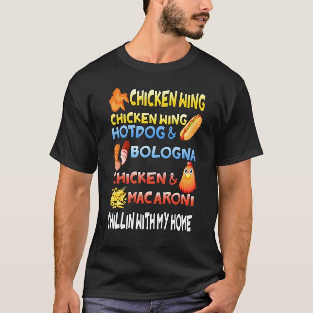 Camiseta Asa de Frango Asa de Frango Cachorro Quente E Bolo (Frente)