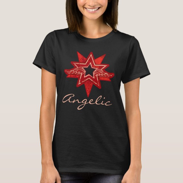 Camiseta asa vermelha estrela angelical (Frente)