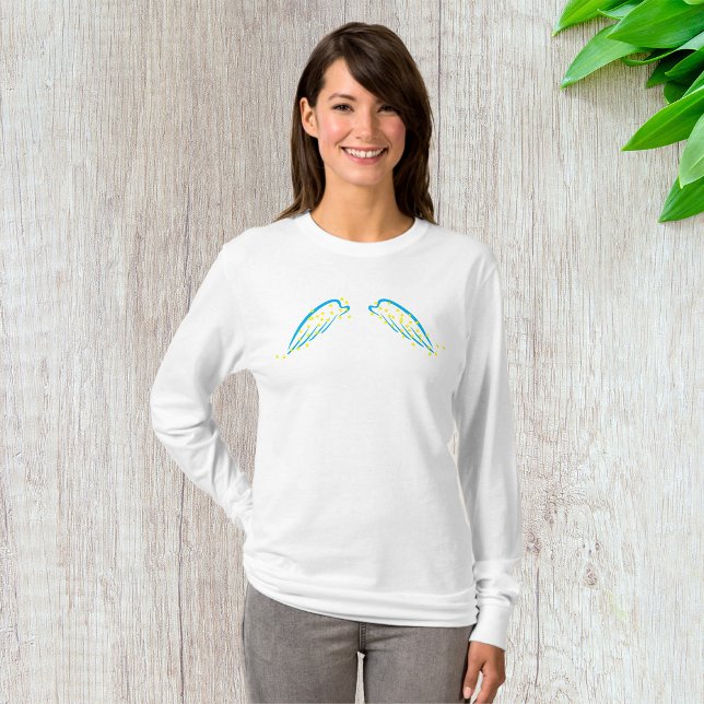 Camiseta Asas Anjos Celestiais com Estrelas Espumantes (Criador carregado)