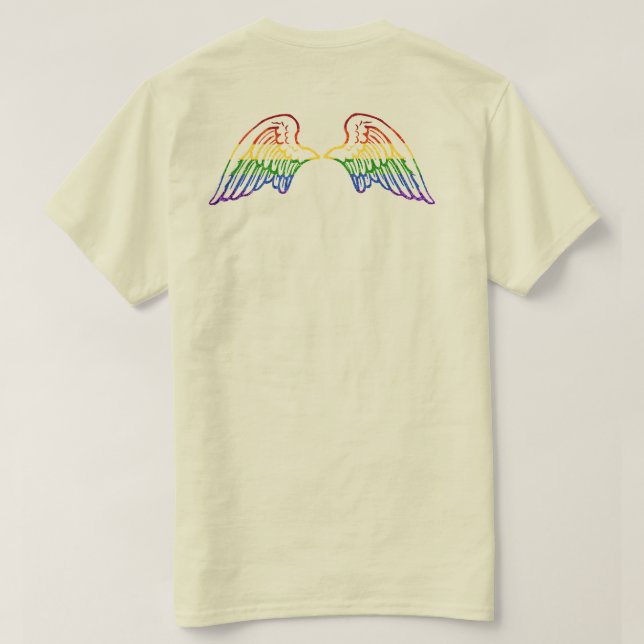 Camiseta Asas arco-íris com brilho LGBT (Verso do Design)