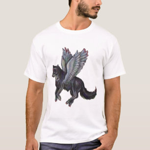 Camiseta Asas caninas dos lobos pretos cinzentos do lobo do