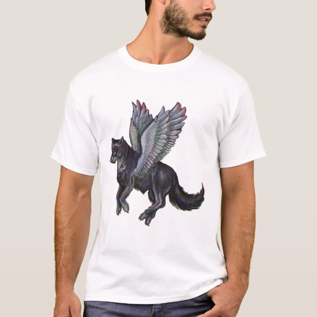 Camiseta Asas caninas dos lobos pretos cinzentos do lobo do (Frente)