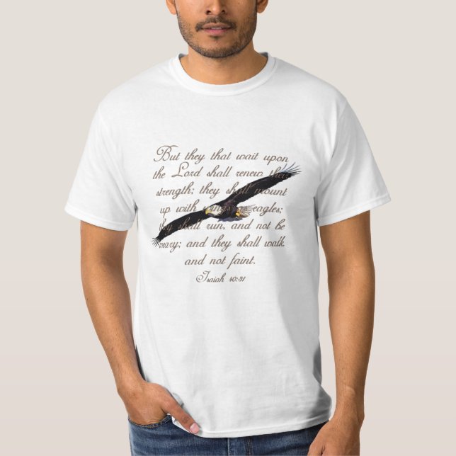 Camiseta Asas como Eagles, bíblia do cristão do 40:31 de (Frente)