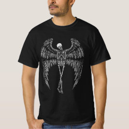 Camiseta Asas de Anjo Esquelético em Preto e Branco