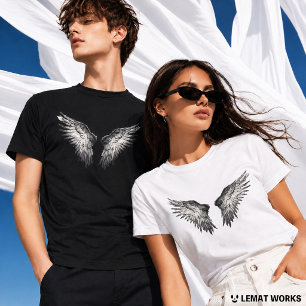Camiseta Asas de Anjo Monocromáticas Unisex Góticus