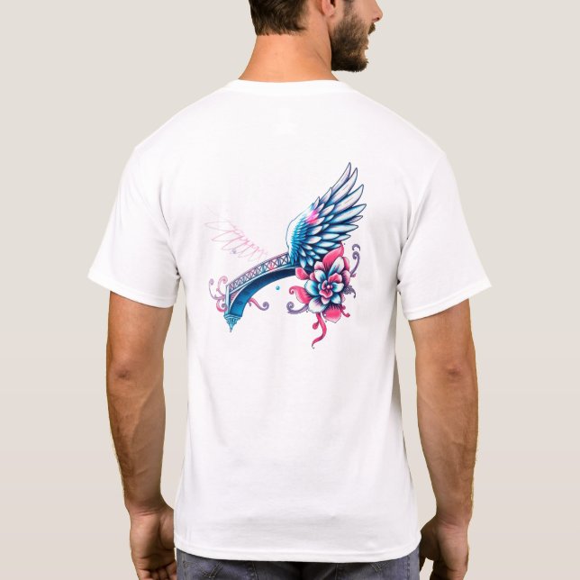 Camiseta asas de anjo para Dia de os pais (Verso)