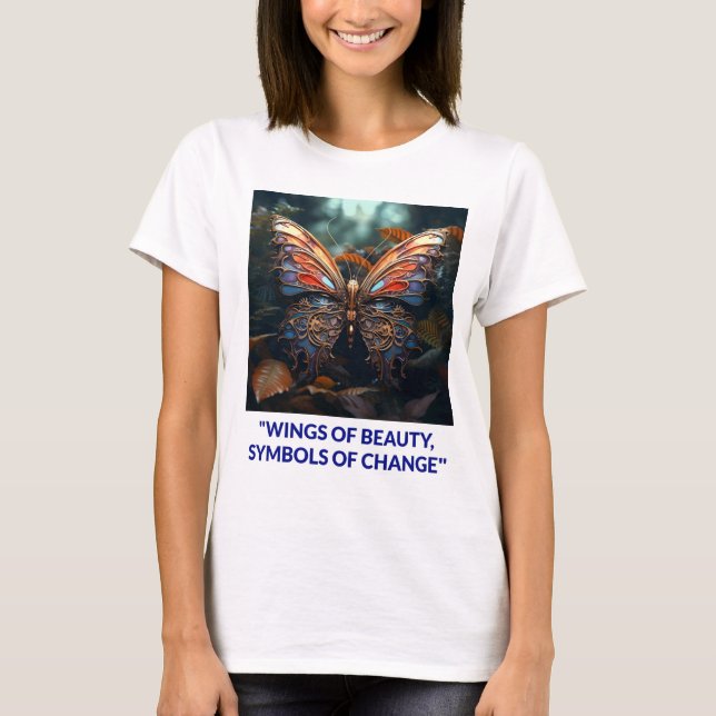 Camiseta Asas de beleza, símbolos de mudança (Frente)