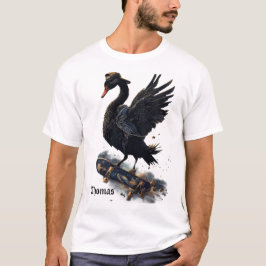 Camiseta Asas de liberdade o cisne negro no skate.