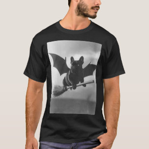 Camiseta Asas de Morcego Vassoura de Bruxa Bulldog Britânic