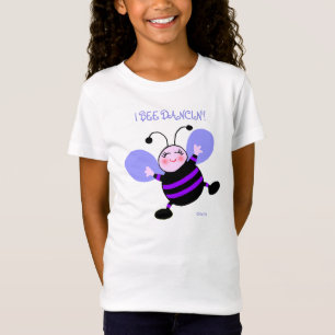 Camiseta Asas roxas da lavanda da abelha dos desenhos