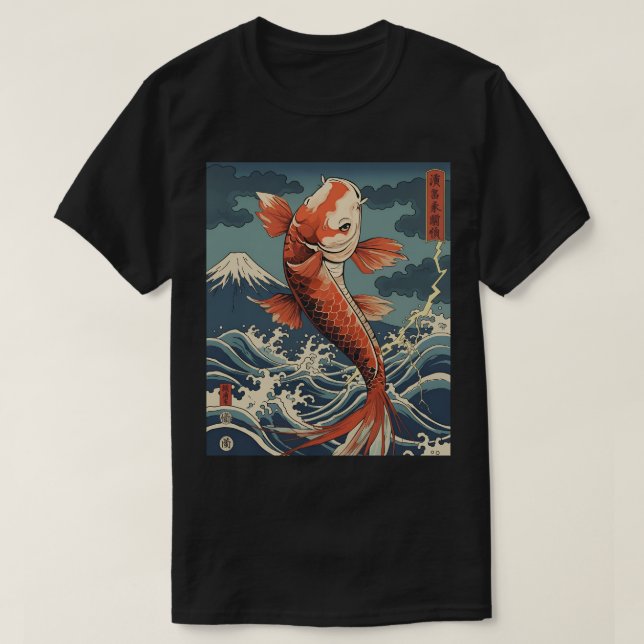 Camiseta Ascensão de Peixes Koi - Espírito Oceânico (Frente do Design)