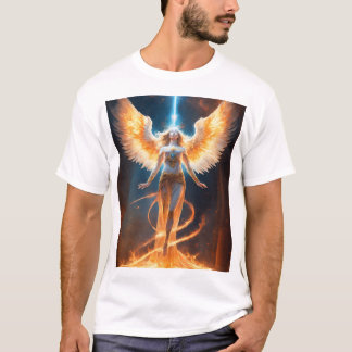 Camiseta Ascensão do Espírito: Chama de Luz e Anjo