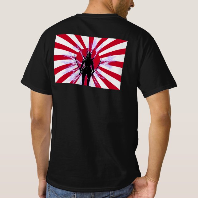 Camiseta Ascensão e Sinalizador Japonês Sun Samurai Warrior (Verso)