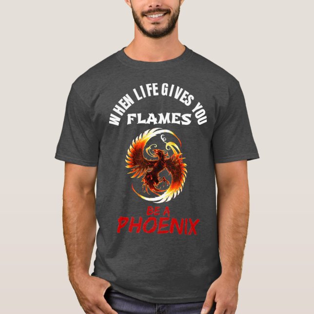 Camiseta Ascensão Phoenix Chama Fire Bird Renascimento Míti (Frente)