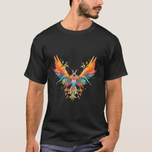 Camiseta Ascensão Phoenix Fire Colorful Bird Open Wing Rebi