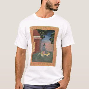 Camiseta Ascetic envelhecido assentado em uma pele do tigre