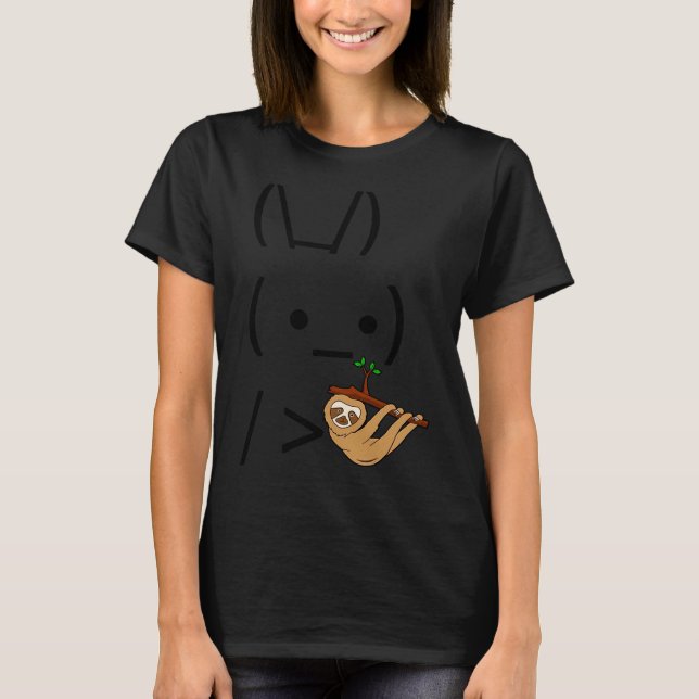 Camiseta Ascii Bunny Rabbit Segurando Uma Lama (Frente)