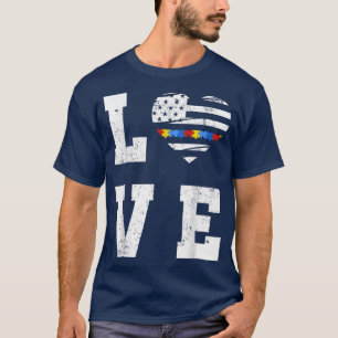 Camiseta ASD Love Autista Autismo Spectrum American Flag Ju